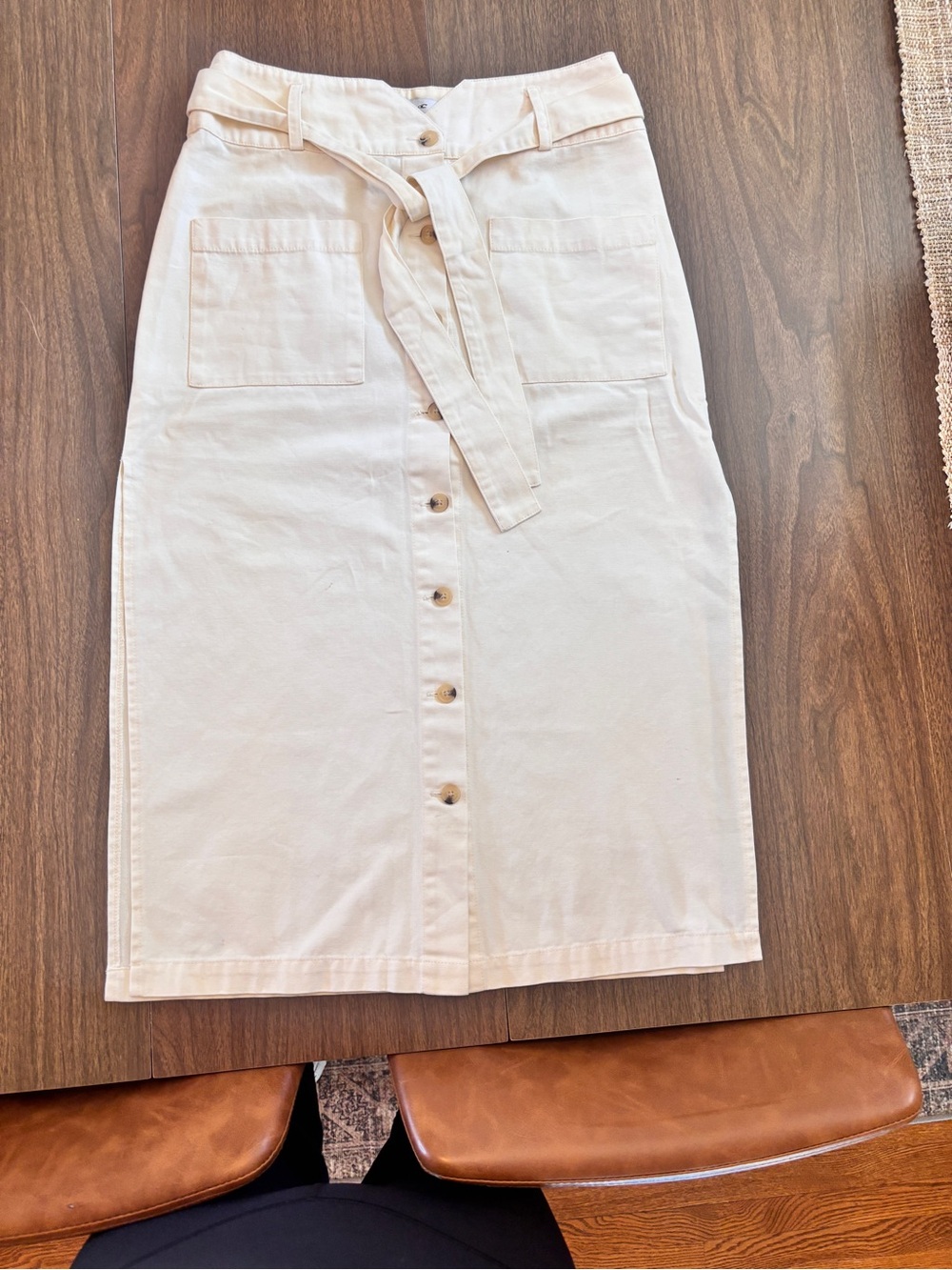 O'Neill Button-Front Midi Skirt in Light Cream - Picture 3 of 7